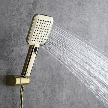Gold Exposed Shower Faucet Rainfall Shower System with Hand Shower & Tub Spout